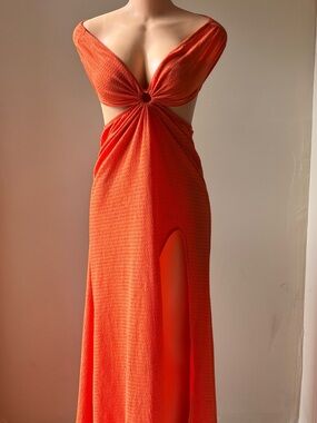 SHEIN Orange Knot Cutout Maxi Dress